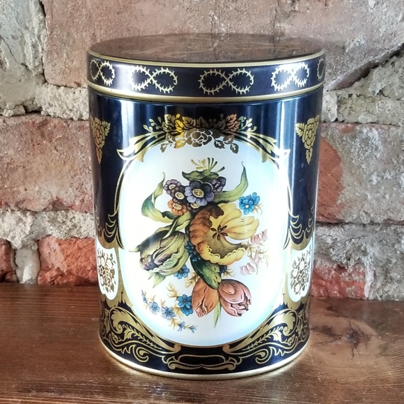 Vintage Made in England Lidded Tin Container 70s